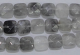 CCQ197 15.5 inches 8*8mm faceted square cloudy quartz beads