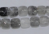 CCQ198 15.5 inches 10*10mm faceted square cloudy quartz beads