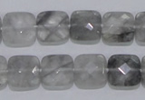 CCQ199 15.5 inches 12*12mm faceted square cloudy quartz beads