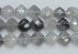 CCQ207 15.5 inches 8*8mm faceted diamond cloudy quartz beads