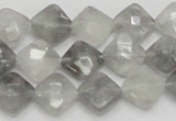 CCQ208 15.5 inches 10*10mm faceted diamond cloudy quartz beads