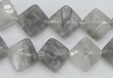 CCQ209 15.5 inches 12*12mm faceted diamond cloudy quartz beads