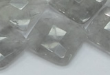 CCQ211 15.5 inches 25*25mm faceted diamond cloudy quartz beads