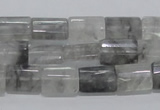 CCQ219 15.5 inches 10*15mm faceted & flat column cloudy quartz beads