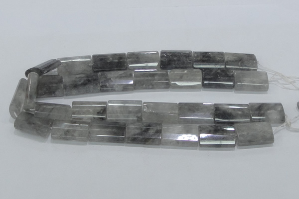 CCQ221 15.5 inches 18*25mm faceted & flat column cloudy quartz beads