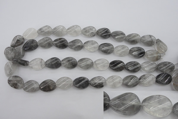 CCQ249 15.5 inches 13*18mm twisted oval cloudy quartz beads wholesale