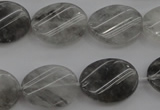 CCQ250 15.5 inches 15*20mm twisted oval cloudy quartz beads wholesale