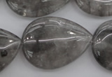 CCQ257 15.5 inches 25*35mm flat teardrop cloudy quartz beads