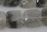 CCQ262 15.5 inches 20*20mm faceted square cloudy quartz beads