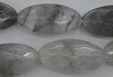 CCQ266 15.5 inches 15*30mm faceted oval cloudy quartz beads