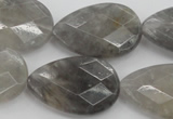 CCQ270 15.5 inches 20*30mm faceted flat teardrop cloudy quartz beads