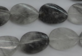 CCQ278 15.5 inches 15*20mm faceted & twisted oval cloudy quartz beads