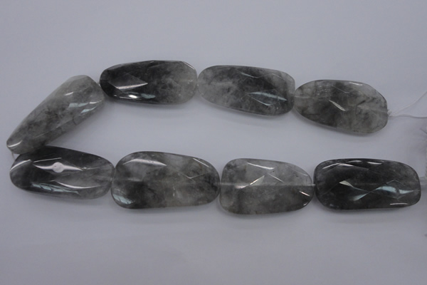 CCQ279 15.5 inches 22*48mm – 25*50mm faceted freeform cloudy quartz beads