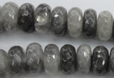 CCQ285 15.5 inches 8*16mm faceted rondelle cloudy quartz beads