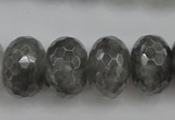 CCQ287 15.5 inches 12*18mm faceted rondelle cloudy quartz beads