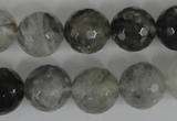 CCQ315 15.5 inches 14mm faceted round cloudy quartz beads wholesale