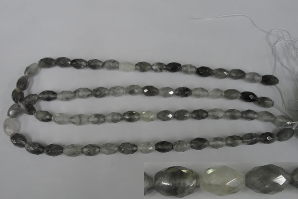 CCQ348 15.5 inches 8*12mm faceted rice cloudy quartz beads wholesale