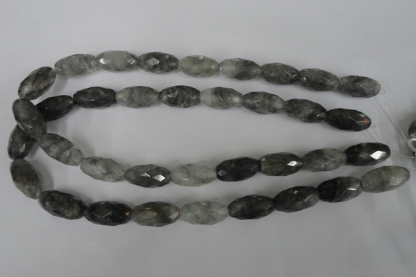 CCQ350 15.5 inches 12*22mm faceted rice cloudy quartz beads wholesale