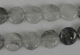 CCQ370 15.5 inches 12mm flat round cloudy quartz beads wholesale