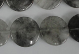 CCQ374 15.5 inches 20mm flat round cloudy quartz beads wholesale