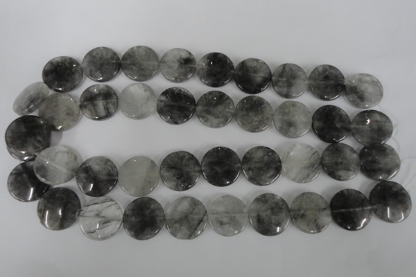 CCQ374 15.5 inches 20mm flat round cloudy quartz beads wholesale