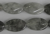 CCQ455 15.5 inches 15*25mm twisted oval cloudy quartz beads wholesale