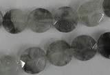 CCQ464 15.5 inches 12mm faceted coin cloudy quartz beads wholesale