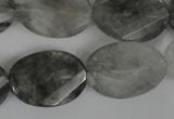 CCQ480 15.5 inches 18*25mm twisted & faceted oval cloudy quartz beads