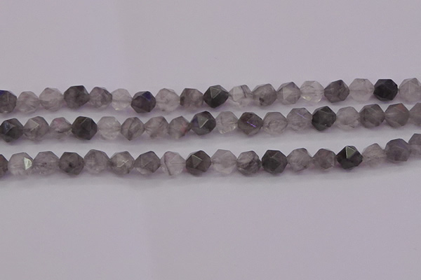 CCQ572 15.5 inches 8mm faceted nuggets cloudy quartz beads