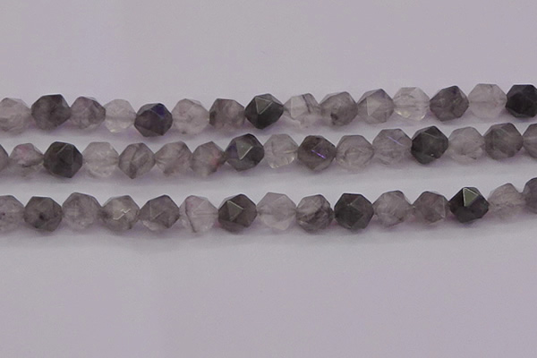 CCQ574 15.5 inches 12mm faceted nuggets cloudy quartz beads