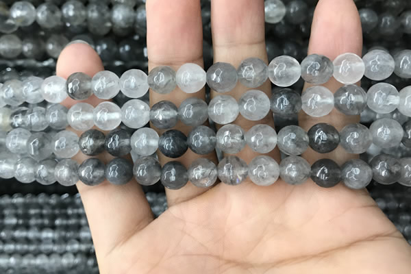 CCQ582 15.5 inches 8mm faceted round cloudy quartz beads wholesale