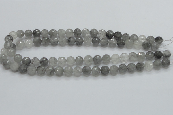 CCQ60 15.5 inches 10mm faceted round cloudy quartz beads wholesale