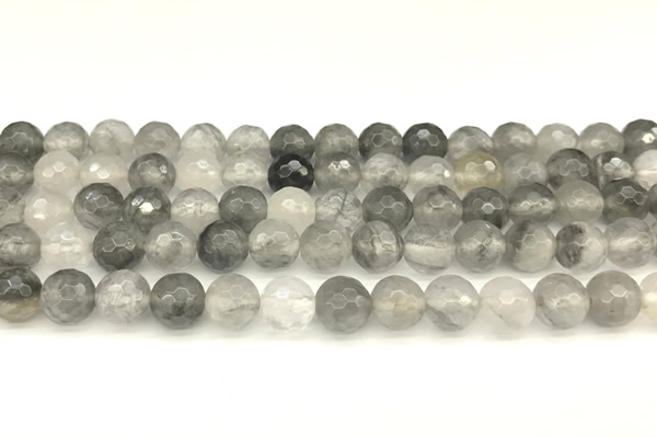 CCQ601 15 inches 8mm faceted round cloudy quartz beads