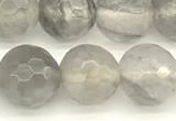 CCQ602 15 inches 10mm faceted round cloudy quartz beads