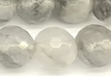 CCQ603 15 inches 12mm faceted round cloudy quartz beads