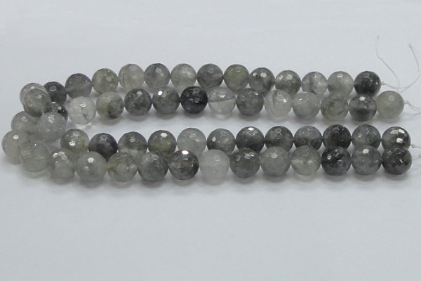 CCQ62 15.5 inches 14mm faceted round cloudy quartz beads wholesale