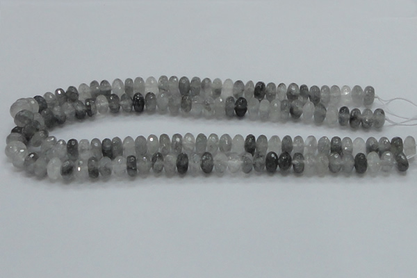 CCQ74 15.5 inches 7*10mm faceted rondelle cloudy quartz beads wholesale