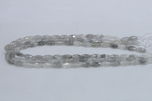 CCQ91 15.5 inches 6*12mm faceted rice cloudy quartz beads wholesale