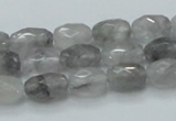 CCQ97 15.5 inches 8*12mm faceted egg-shaped cloudy quartz beads