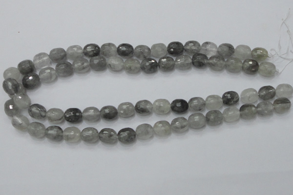 CCQ98 15.5 inches 10*12mm faceted egg-shaped cloudy quartz beads