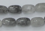 CCQ99 15.5 inches 10*16mm faceted egg-shaped cloudy quartz beads