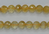 CCR04 15.5 inches 8mm faceted round natural citrine gemstone beads