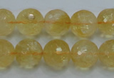 CCR06 15.5 inches 14mm faceted round natural citrine gemstone beads