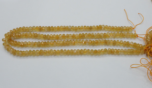 CCR08 15.5 inches 5*8mm faceted rondelle natural citrine gemstone beads