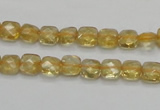 CCR12 15.5 inches 7*7mm faceted square natural citrine gemstone beads