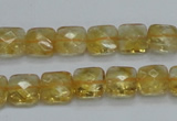 CCR15 15.5 inches 10*10mm faceted square natural citrine gemstone beads