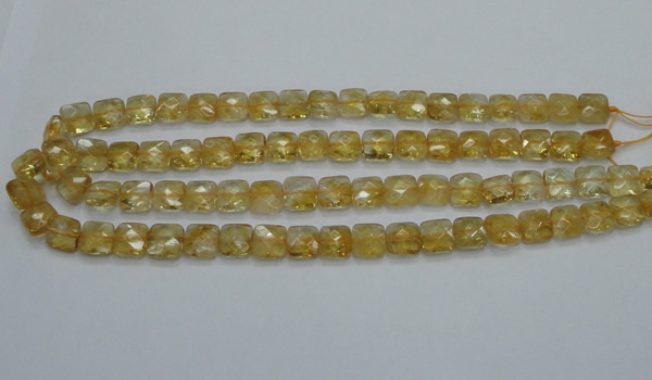 CCR15 15.5 inches 10*10mm faceted square natural citrine gemstone beads