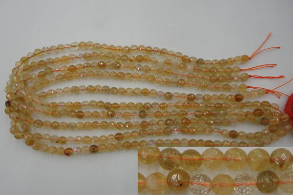 CCR151 15.5 inches 6mm faceted round natural citrine gemstone beads