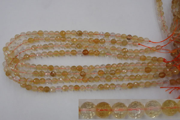 CCR152 15.5 inches 7mm faceted round natural citrine gemstone beads