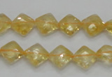 CCR16 15.5 inches 10*10mm faceted diamond natural citrine gemstone beads